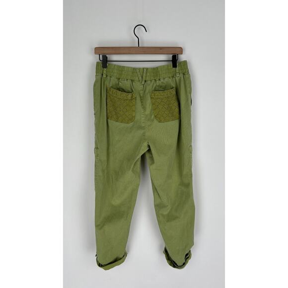 Soft Surroundings Womens Green Mara Vista Eyelet Lace Pockets Pull On Pants PM - Picture 2 of 13
